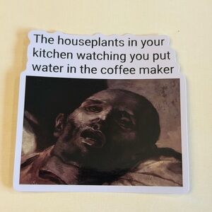 TWO Renaissance Art Meme Houseplant Coffee Stickers - Classical Painting Sticker